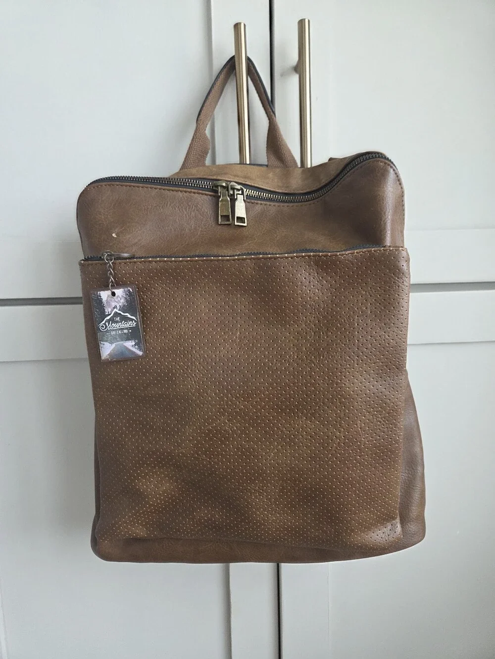 Brown Faux Leather Backpack | Chic Everyday Travel Bag